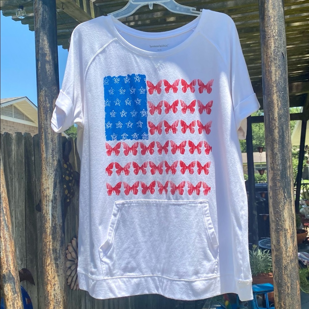 Women Within Summer Top, Great for July 4th!!! Great Shape! Sz 18-20!🇺🇸